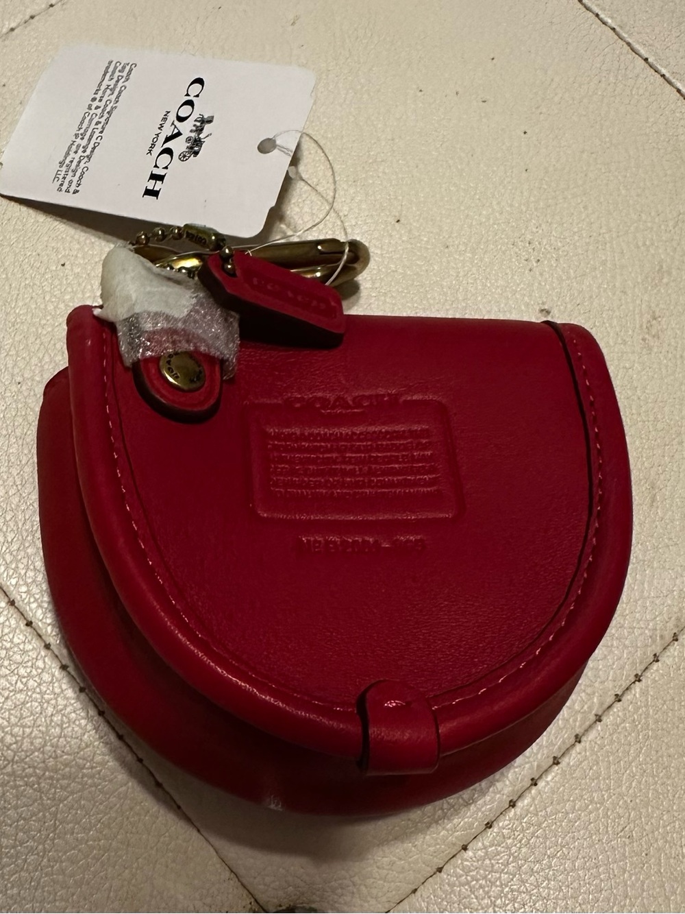 Coach Red Leather Key & Coin Holder with Gold Hardware - Picture 4 of 4